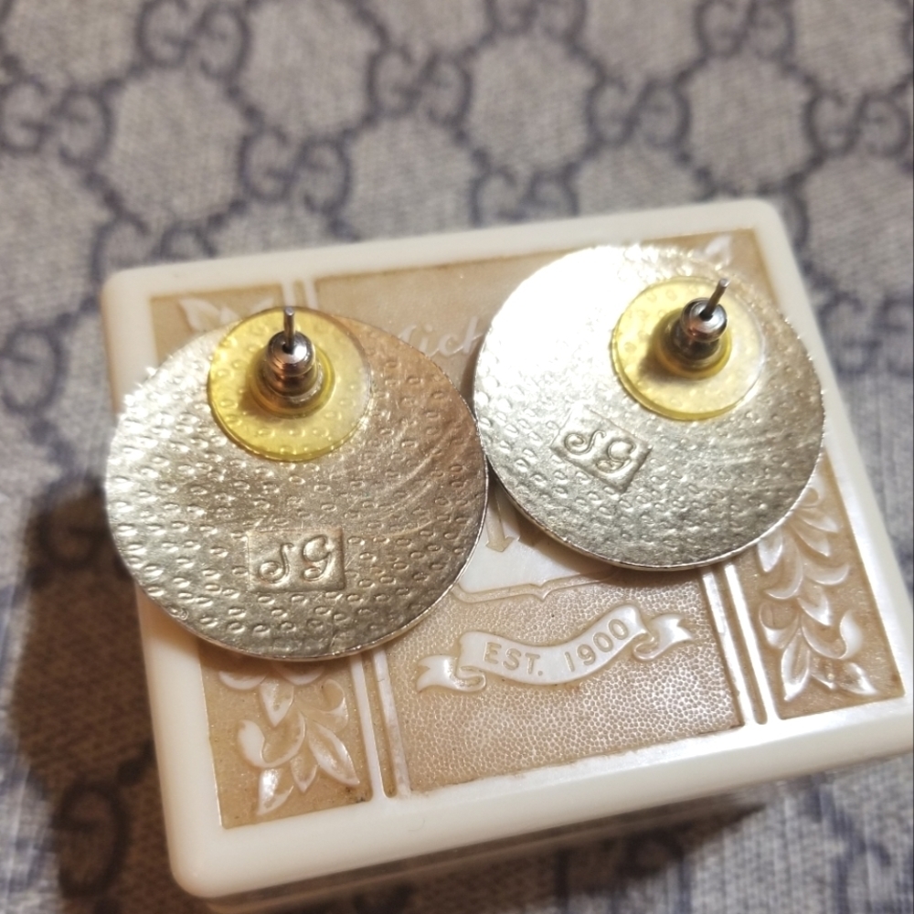 SG Sea Gems Designer signed Vintage Cloisonne Earrings - Picture 3 of 5